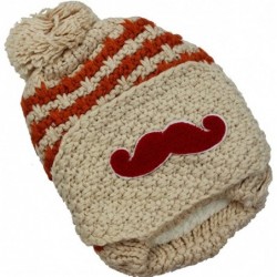 Bomber Hats Women's Beard Mustache Knitted Striped PHat Hip Hop Beanie Cap - Knit Biege - CQ11SCFVNKN $20.78