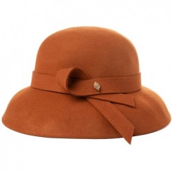 Bucket Hats Womens 1920s Vintage Wool Felt Cloche Bucket Bowler Hat Winter Crushable - 00366_orange - CD18ZULD22U $35.17