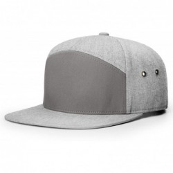 Baseball Caps Richardson 7 Panel Cotton Twill Structured Camper Hat Adjustable Leather Strapback - Charcoal/Heather Grey - CR...