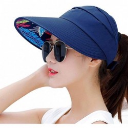 Sun Hats Sun Hats Women Large Wide Brim UV Protection Summer Beach Packable Visor - Navy - CR18Q8EN9N4 $22.36