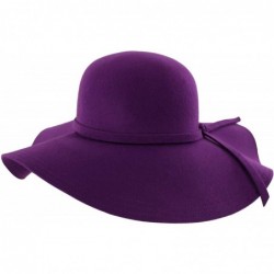 Sun Hats Wide Brimmed Wool Floppy Hat - Purple - C7111QL4Z5F $32.47
