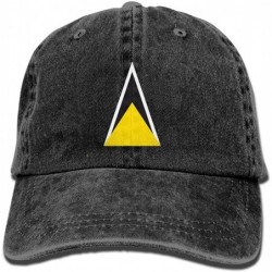 Skullies & Beanies Saint Lucia's Flag Denim Baseball Caps Hat Adjustable Cotton Sport Strap Cap for Men Women - Black - CH18C...