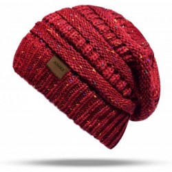 Skullies & Beanies Women's Warm Chunky Thick Stretchy Knit Beanie Skull Cap Winter Knitting Warm Hat - Wine - CM1864DA6C9 $12.78