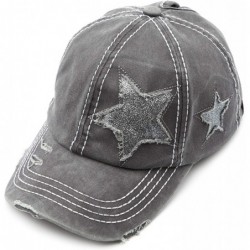 Baseball Caps Exclusives Hatsandscarf Distressed Adjustable - Grey Glitter Stars - CA18SHS245N $26.98