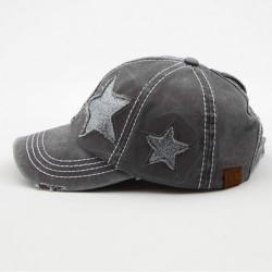Baseball Caps Exclusives Hatsandscarf Distressed Adjustable - Grey Glitter Stars - CA18SHS245N $19.42