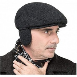Fedoras Men Peaked Cap with Earmuffs Warm Woolen Bomber Winter Hats Aviator Hat size M (Gray) - Gray-m - C818LE8H3CW $38.76