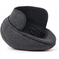 Fedoras Men Peaked Cap with Earmuffs Warm Woolen Bomber Winter Hats Aviator Hat size M (Gray) - Gray-m - C818LE8H3CW $50.12