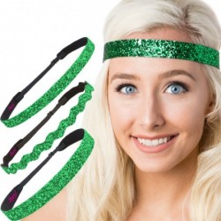 Headbands Women's Adjustable NO SLIP Bling Glitter Headband Mixed 3pk (Emerald Green) - Emerald Green 3pk - CP11QUPH6G7 $27.85
