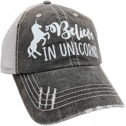 Baseball Caps Women's Believe in Unicorns- Unicorn- Baseball Cap - Grey/Whiteglitter - CO18CNCSL8O $39.54
