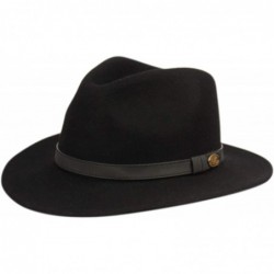 Fedoras Indiana Jones Style Men's Wool Felt Outback Fedora with Grosgrain or Faux Leather Band - He57black - CA18LDIYI59 $89.63