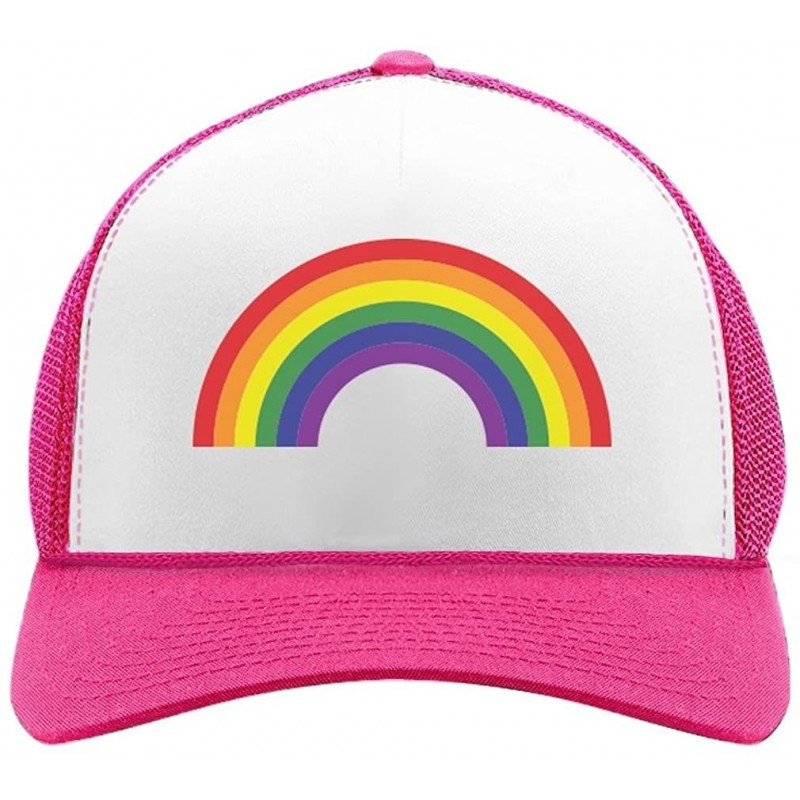 Baseball Caps Pride Parade Trucker Hat Gay & Lesbian Pride Rainbow Flag Trucker Hat Mesh Cap - Wow Pink/White - CY18CU7OIL5 $...