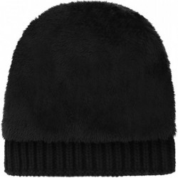 Skullies & Beanies Womens Beanie Winter Cable Knit Faux Fur Pompom Ears Beanie Hat - Black_twist - CU19242Q470 $20.35