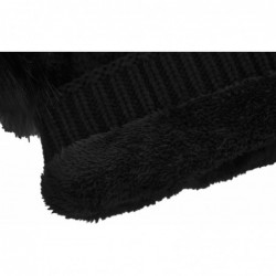 Skullies & Beanies Womens Beanie Winter Cable Knit Faux Fur Pompom Ears Beanie Hat - Black_twist - CU19242Q470 $20.35