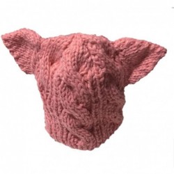 Skullies & Beanies Knit Dog Ear Hat for Women Knitting Crochet Handmade Warmer Beanie Cap - Pink - C5189KQDHI3 $13.61