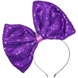 Headbands Women Huge Bow Headband Cute Bowknot Hair Hoop for Halloween Cosplay - Sequin - Purple - C7192HMQ5Y8 $15.69