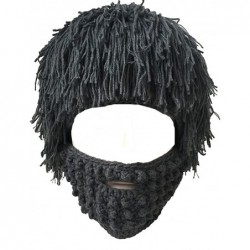 Skullies & Beanies Windproof Ski Mask Warm Knitted Beanie Hat Cap - Grey Wig & Grey Mask - C712N4OG4ZW $25.07
