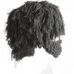Skullies & Beanies Windproof Ski Mask Warm Knitted Beanie Hat Cap - Grey Wig & Grey Mask - C712N4OG4ZW $15.90