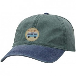 Baseball Caps Ponytail Open Back Washed Cotton Adjustable Baseball Cap - Navy/Green - CO126053MM3 $20.47