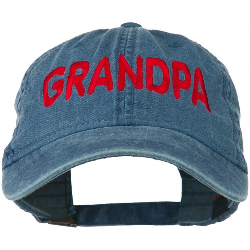 Baseball Caps Wording of Grandpa Embroidered Washed Cap - Navy - C511KNJELNR $47.35