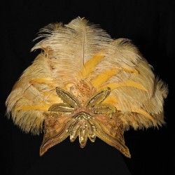 Headbands Women's Gold Feather Headband Indian Carnival Headpiece Pageant Headband 1920s Flapper Headband - Gold - CQ18RX6IZC...