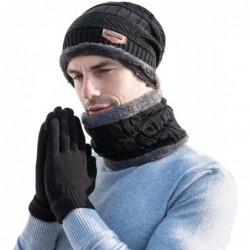 Skullies & Beanies Winter Hat Scarf Gloves Set Skull Cap Neck Warmer and Touch Screen Gloves - Black - CW18AI6QXNK $29.38