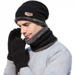 Skullies & Beanies Winter Hat Scarf Gloves Set Skull Cap Neck Warmer and Touch Screen Gloves - Black - CW18AI6QXNK $19.84