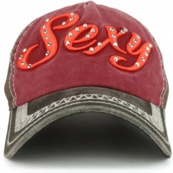 Baseball Caps Sexy 3D Embroidered Stitch Multi Color Baseball Cap - Brown Burgundy - CY1898O6AYN $29.16