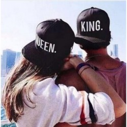 Baseball Caps Hip-Hop Hats King and Queen 3D Embroidered Lovers Couples Snapback Caps Adjustable - White King - C71827CCYTD $...