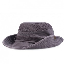 Sun Hats Mens Cotton Bucket Hat Summer Outdoor Boonie Climbing Mesh Breathable Sunshade Cap - Gray - C918DZLEGWS $30.28