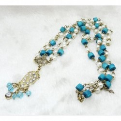 Headbands Bohemia hair accessories Turquoise&Pearls hair chain for Women and Girls. - CQ18534DD80 $15.08