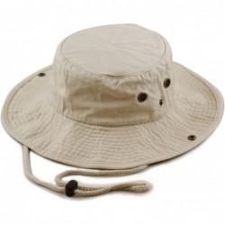 Sun Hats 100% Cotton Stone-Washed Safari Wide Brim Foldable Double-Sided Sun Boonie Bucket Hat - Khaki - CA12EDOTLQT $25.30