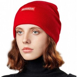 Skullies & Beanies 50% Wool Short Knit Fisherman Beanie for Men Women Winter Cuffed Hats - 6-red - C418Z2ADD6S $18.57
