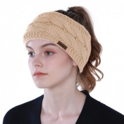 Cold Weather Headbands Women Winter Headband Cable Knit Fuzzy Lined Head Wrap Headband Ear Warmer (Navy & Beige) - Navy & Bei...