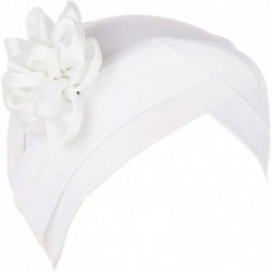Skullies & Beanies Women Solid Floral India Hat Muslim Ruffle Cancer Chemo Beanie Turban Wrap Cap - White - CT18R75TT9C $18.34