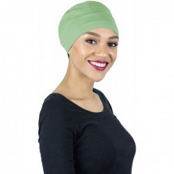 Skullies & Beanies Chemo Headwear for Women Turban Sleep Cap Cancer Hats Beanie Head Coverings Hair Loss 3 Seam Cotton - Gree...