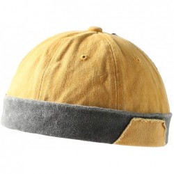 Skullies & Beanies Retro Rolled Cuff Skull Caps Brimless Beanie Hats for Men/Women - Yellow - C318WXQR648 $37.66
