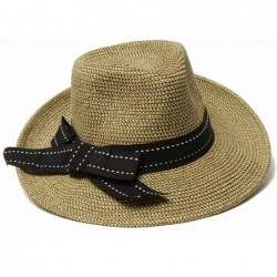 Sun Hats Women's Rich Pitch Fedora Packable Sun Hat with Ribbon Rated UPF 50+ - Black Tweed - CE11LCDI6NJ $60.10