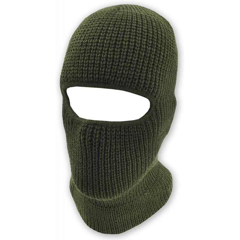 Balaclavas Double Layered Knitted One Hole Ski Mask Tactical Paintball Running - Olive Green - CA180CCRY09 $20.20