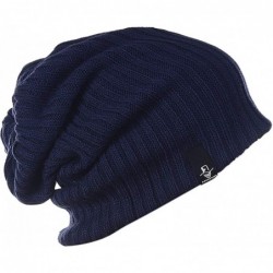 Skullies & Beanies Large Beanie for Men Winter Oversized Knit Cap Womens Slouchy Hat B309 - Navy - CC18Z8WN2HC $18.96