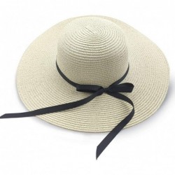Sun Hats Sun Hats Floppy Foldable Bowknot Large Wide Brim Straw Women's Hats Summer Beach Cap UV Protection - Beige - C61993Z...