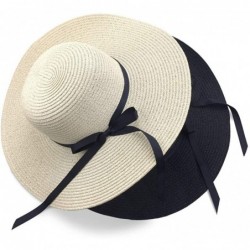 Sun Hats Sun Hats Floppy Foldable Bowknot Large Wide Brim Straw Women's Hats Summer Beach Cap UV Protection - Beige - C61993Z...
