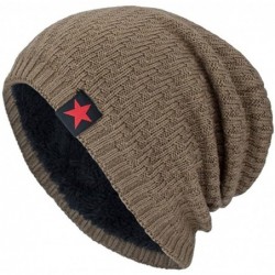 Skullies & Beanies Fashion Hat-Unisex Winter Knit Wool Warm Hat Thick Soft Stretch Slouchy Beanie Skully Cap - Khaki - CZ188I...