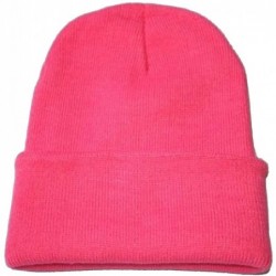 Skullies & Beanies Neutral Winter Fluorescent Knitted hat Knitting Skull Cap - Fluorescent Pink - CU187W58HEM $20.53
