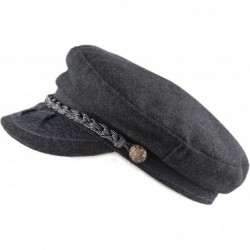 Newsboy Caps Winter Unisex Wool & Faux Leather Greek Fisherman Sailor Fiddler Driver Hat Flat Cap - Charcoal - CQ1859YQ5W3 $2...