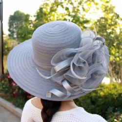 Sun Hats Fashion Women's Organza Floral Wide Brim Kentucky Derby Church Dress Sun Hat Summer Beach Cap - White - CC18T3WQ9IU ...