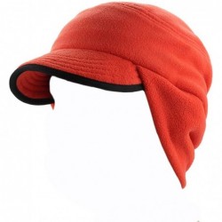 Skullies & Beanies Mens Winter Fleece Earflap Cap with Visor - Orange - CU186UC027T $24.25