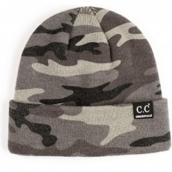 Skullies & Beanies Hat Unisex Soft Stretch Knitted Camouflage Skully Beanie Hat (HTM-12) - Grey - CN18W372RYD $25.61