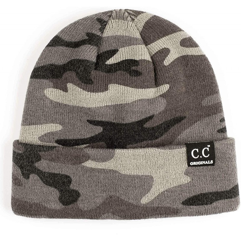 Skullies & Beanies Hat Unisex Soft Stretch Knitted Camouflage Skully Beanie Hat (HTM-12) - Grey - CN18W372RYD $20.42