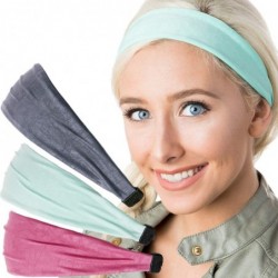 Headbands Adjustable & Stretchy Crushed Xflex Wide Headbands for Women Girls & Teens - Crushed Grey/Mint/Pink 3pk - C0195C2R3...