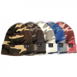 Skullies & Beanies Hat Unisex Soft Stretch Knitted Camouflage Skully Beanie Hat (HTM-12) - Grey - CN18W372RYD $20.42